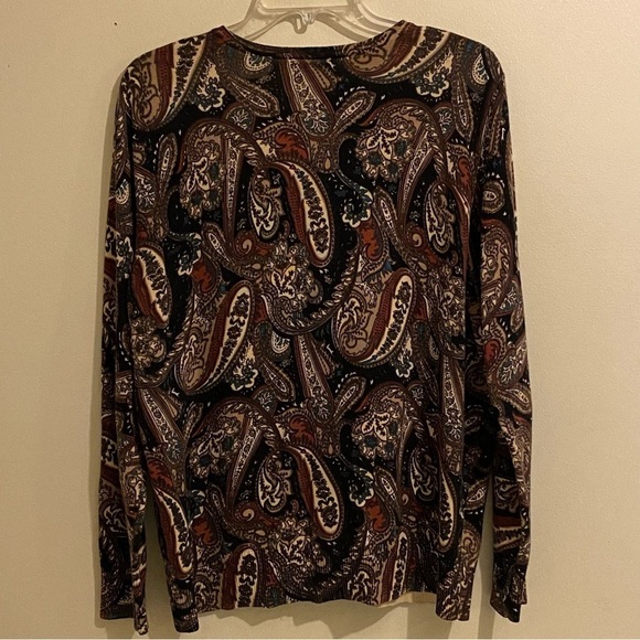 Croft & Barrow Women’s Size XL Cardigan Lightweight Paisley Brown Button Sweater - Picture 4 of 9